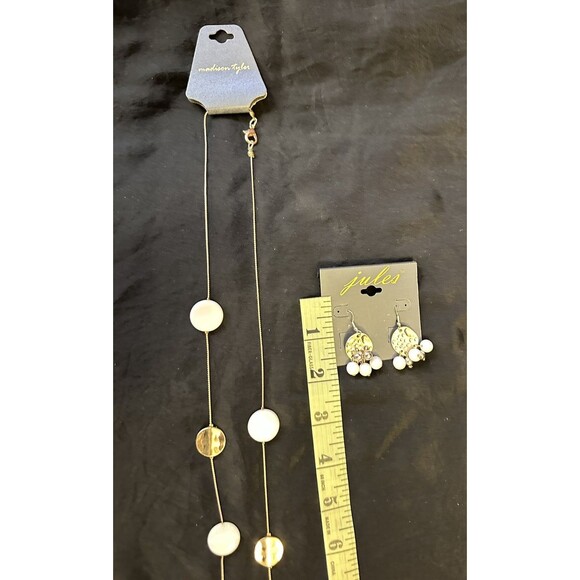 Madison Tyler Gold and White Necklace & Earrings by Jules - Picture 6 of 6